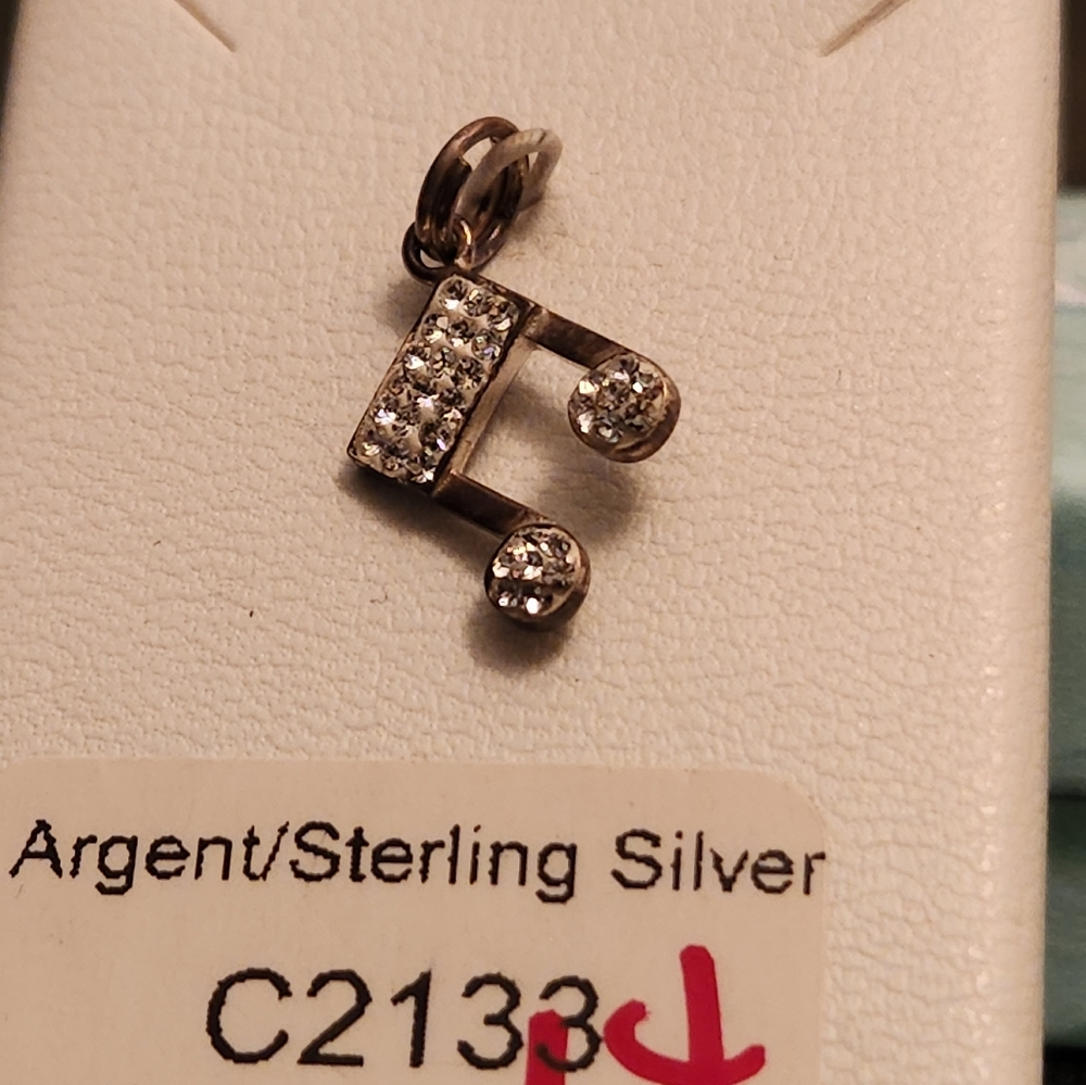 NEW STERLING SILVER 925 "BRUSHED MUSIC NOTE"